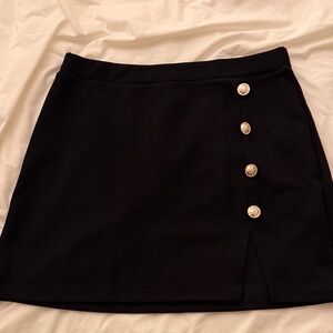 SHEIN Black Mini Skirt with Gold Buttons
